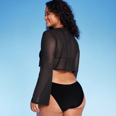 Women's Tie-Front Cropped Mesh Cover Up Cardigan - Wild Fable™ 4 Women's Tie-Front Cropped Mesh Cover Up Cardigan - Wild Fable™ - Image 2