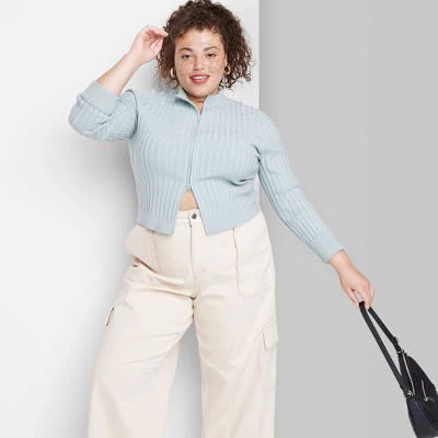 Women's Fitted Mock Turtleneck Zip-Up Cardigan - Wild Fable™ 7 Women's Fitted Mock Turtleneck Zip-Up Cardigan - Wild Fable™ - Image 5