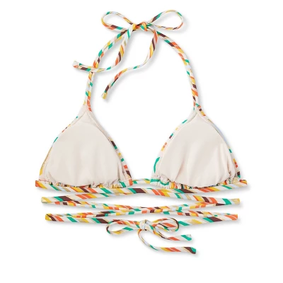 Women's Tie-Front Triangle Bikini Top - Wild Fable™ Multi Striped 8 Women's Tie-Front Triangle Bikini Top - Wild Fable™ Multi Striped - Image 6