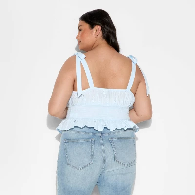 Women's Smocked Sweetheart Neck Tank Top - Wild Fable™ Light Blue 4 Women's Smocked Sweetheart Neck Tank Top - Wild Fable™ Light Blue - Image 2