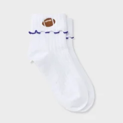 Women's Game Day Embroidered Football Pointelle Bobby Socks With Lettuce Edge Cuff - Wild Fable™ -Thredup Fashion Shop GUEST 0b4765ab d1e8 41fa a350 ca22741aa346