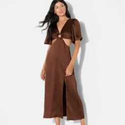 Women's Flutter Sleeve Satin Cap Maxi Bodycon Dress - Wild Fable™ Dark Brown 8 Women's Flutter Sleeve Satin Cap Maxi Bodycon Dress - Wild Fable™ Dark Brown -Thredup Fashion Shop GUEST 0b95afde cd55 4440 9b6e 267dfc775aa3