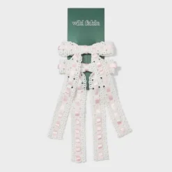 Ribbon Bow Pelican Hair Clip Set 2pc - Wild Fable™ White/Light Pink