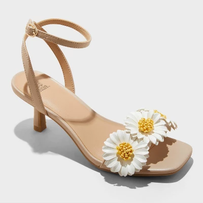 Women's Brianna Daisy Ankle Strap Heels - Wild Fable™ Beige 6 Women's Brianna Daisy Ankle Strap Heels - Wild Fable™ Beige - Image 4
