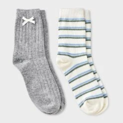 Women's Pointelle With Bow & Striped 2pk Mid Crew Socks - Wild Fable™ -Thredup Fashion Shop GUEST 122a7871 f2c5 496e afc6 f1d614ce7973