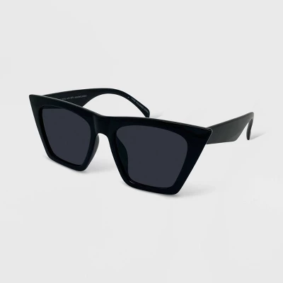 Women's Plastic Angular Solid Cateye Sunglasses - Wild Fable™ Black 3 Women's Plastic Angular Solid Cateye Sunglasses - Wild Fable™ Black