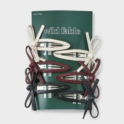 Leather Bow Salon Hair Clip Set 6pc - Wild Fable™ Browm/Black/White 3 Leather Bow Salon Hair Clip Set 6pc - Wild Fable™ Browm/Black/White