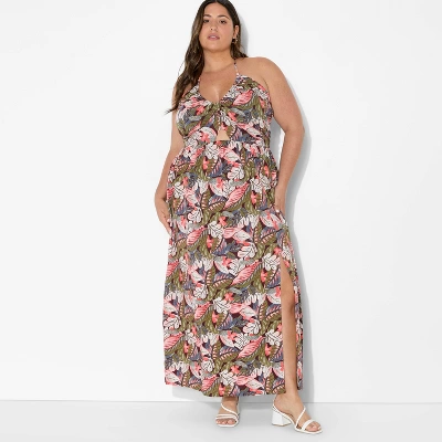 Women's Ruched Maxi Halter A-Line Dress - Wild Fable™ Assorted Pinks Floral 6 Women's Ruched Maxi Halter A-Line Dress - Wild Fable™ Assorted Pinks Floral - Image 4