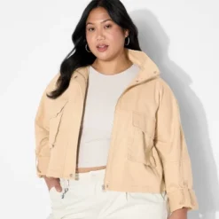 Women's Hooded Cropped Chore Fashion Jacket - Wild Fable™ Beige -Thredup Fashion Shop GUEST 1e2c65f3 ca7f 4561 9024 528ffdf2dc45