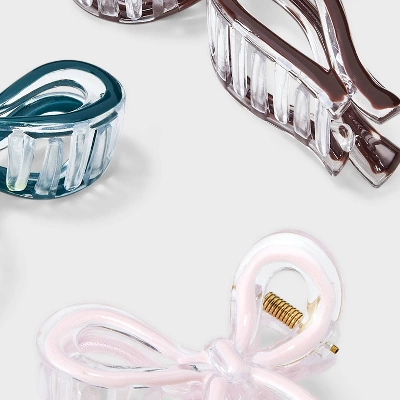 Bow Claw Hair Clip Set 3pc - Wild Fable™ Light Pink/Cream/Brown 4 Bow Claw Hair Clip Set 3pc - Wild Fable™ Light Pink/Cream/Brown - Image 2