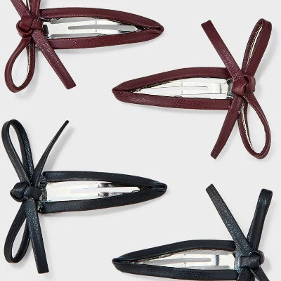 Leather Bow Salon Hair Clip Set 6pc - Wild Fable™ Browm/Black/White 4 Leather Bow Salon Hair Clip Set 6pc - Wild Fable™ Browm/Black/White - Image 2