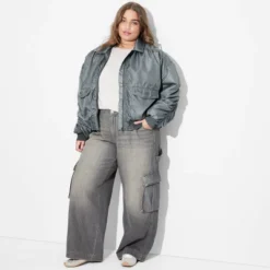 Women's Washed Nylon Bomber Jacket - Wild Fable™ Teal Blue -Thredup Fashion Shop GUEST 28254cc5 50da 4c40 baa4 fd791fcc7703