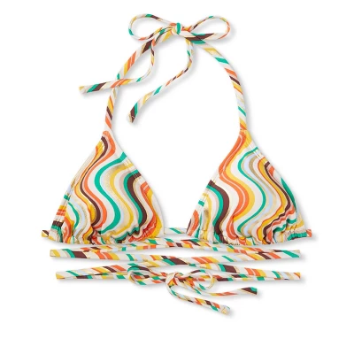 Women's Tie-Front Triangle Bikini Top - Wild Fable™ Multi Striped 7 Women's Tie-Front Triangle Bikini Top - Wild Fable™ Multi Striped - Image 5