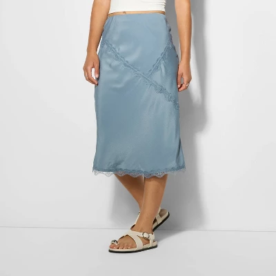 Women's Lace Trim Midi A-Line Skirt - Wild Fable™ 3 Women's Lace Trim Midi A-Line Skirt - Wild Fable™