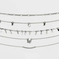 Butterfly Choker Necklace Set 5pc - Wild Fable™ Silver: Brass Lobster Claw Clasp, 12" Length -Thredup Fashion Shop GUEST 2e81d8a4 a771 481f ba3a 45c86ebcd857