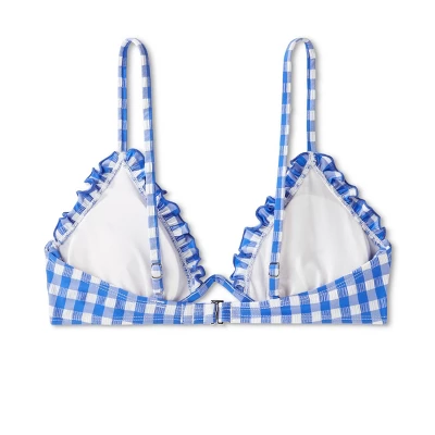 Women's Ruffle Trim Textured Underwire Bikini Top - Wild Fable™ Cobalt Blue Gingham Print 8 Women's Ruffle Trim Textured Underwire Bikini Top - Wild Fable™ Cobalt Blue Gingham Print - Image 6