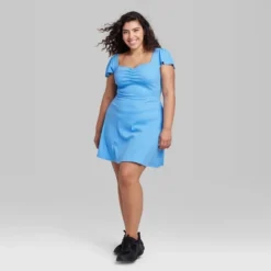 Women's Cap Short Sleeve Fit & Flare Knit Skater Dress - Wild Fable™