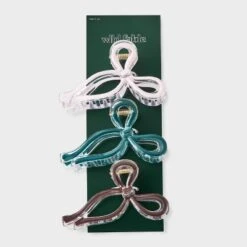 Bow Claw Hair Clip Set 3pc - Wild Fable™ Light Pink/Cream/Brown