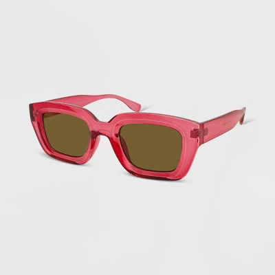 Women's Plastic Chunky Square Crystal Sunglasses - Wild Fable™ Red 3 Women's Plastic Chunky Square Crystal Sunglasses - Wild Fable™ Red