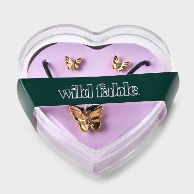 Butterfly Cord And Ear Pendant Necklace Set 2pc - Wild Fable™ Gold 4 Butterfly Cord And Ear Pendant Necklace Set 2pc - Wild Fable™ Gold - Image 2