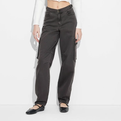 Women's Mid-Rise Barrel Cargo Pants - Wild Fable™ 3 Women's Mid-Rise Barrel Cargo Pants - Wild Fable™