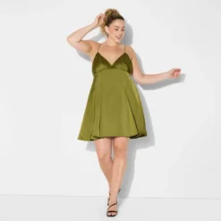 Women's Satin Mini Slip Dress - Wild Fable™ Olive Green 9 Women's Satin Mini Slip Dress - Wild Fable™ Olive Green -Thredup Fashion Shop GUEST 4a3adec5 b2f3 4217 ae35 ba3577f546de