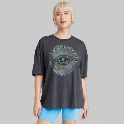 Women's Oversized Eye Graphic T-Shirt - Wild Fable™ Black 2 Women's Oversized Eye Graphic T-Shirt - Wild Fable™ Black