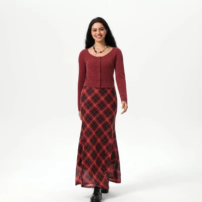 Women's Knit Button-Front Cardigan - Wild Fable™ Dark Red 4 Women's Knit Button-Front Cardigan - Wild Fable™ Dark Red - Image 2