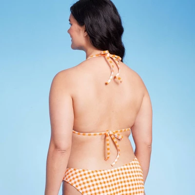 Women's Ruffle Detail Triangle Bikini Top - Wild Fable™ Orange Gingham 6 Women's Ruffle Detail Triangle Bikini Top - Wild Fable™ Orange Gingham - Image 4