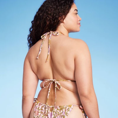 Women's Embroidered Detail Triangle Bikini Top - Wild Fable™ Multi Floral Print 6 Women's Embroidered Detail Triangle Bikini Top - Wild Fable™ Multi Floral Print - Image 4