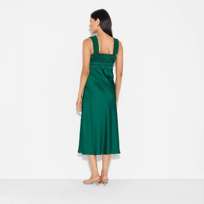 Women's Ruched Midi Bodycon Dress - Wild Fable™ Dark Green 4 Women's Ruched Midi Bodycon Dress - Wild Fable™ Dark Green - Image 2