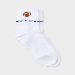 Women's Game Day Embroidered Football Pointelle Bobby Socks With Lettuce Edge Cuff - Wild Fable™ -Thredup Fashion Shop GUEST 62da3715 c064 4381 876d bd55d168bef9