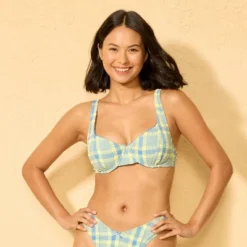 Women's Textured Plaid Underwire Bikini Top - Wild Fable - Blue/Yellow -Thredup Fashion Shop GUEST 62eb01cf 6c82 47c5 b396 3ca746c9f6f4