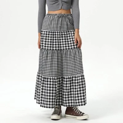 Women's Elastic Waistband Maxi Skirt - Wild Fable™ Black Gingham 7 Women's Elastic Waistband Maxi Skirt - Wild Fable™ Black Gingham - Image 5