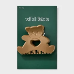 Acrylic Teddy Bear With Heart Claw Hair Clip - Wild Fable™ Ivory