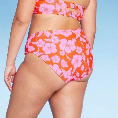 Women's High Leg Extra Cheeky Low-Rise Bikini Bottom - Wild Fable™ Orange/Pink Tropical Print 3 Women's High Leg Extra Cheeky Low-Rise Bikini Bottom - Wild Fable™ Orange/Pink Tropical Print