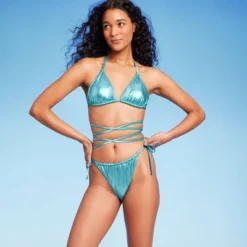 Women's Foil Strappy Extra High Leg Super Cheeky Bikini Bottom - Wild Fable™ Teal Blue -Thredup Fashion Shop GUEST 6bd96fdc 504c 475e 8e72 705f9a7f7cf4