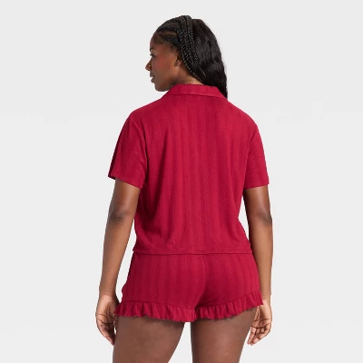 Women's Pointelle Notch Collar Shirt And Shorts Pajama Set - Wild Fable™ 6 Women's Pointelle Notch Collar Shirt And Shorts Pajama Set - Wild Fable™ - Image 4
