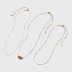 Game Day Football Pendant Necklace Set 3pc - Wild Fable™ Gold