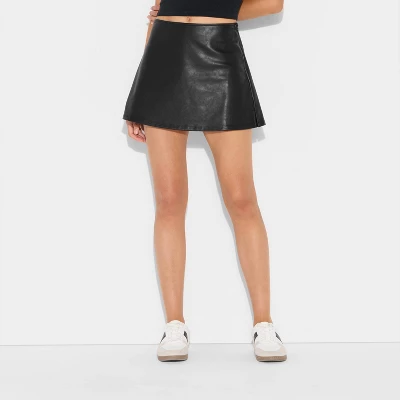 Women's High-Rise Faux Leather A-Line Skort - Wild Fable™ 3 Women's High-Rise Faux Leather A-Line Skort - Wild Fable™