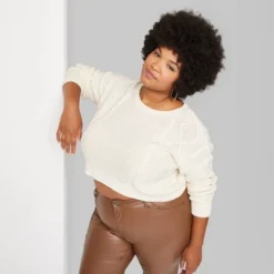 Women's Cropped Cable Pullover - Wild Fable™ -Thredup Fashion Shop GUEST 80f26d63 ebf2 4ace aa0a 66d0ccdf1631