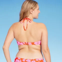 Women's Ring Front Halter Bandeau Bikini Top - Wild Fable™ Orange/Pink Tropical Print -Thredup Fashion Shop GUEST 81260b84 a416 4df8 b019 632111067f2e