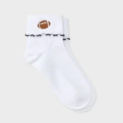 Women's Game Day Embroidered Football Pointelle Bobby Socks With Lettuce Edge Cuff - Wild Fable™ -Thredup Fashion Shop GUEST 835d8469 27e4 457e 9684 23b5983721ad