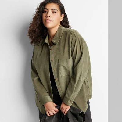 Women's Oversized Button-Down Corduroy Shirt - Wild Fable™ 5 Women's Oversized Button-Down Corduroy Shirt - Wild Fable™ - Image 3