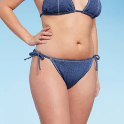 Women's Denim Textured Scoop Front High Leg Cheeky Bikini Bottom - Wild Fable™ Denim Blue -Thredup Fashion Shop GUEST 8821e15e 08c7 45d0 a6df 35e01531dcfb