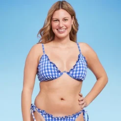 Women's Ruffle Trim Textured Underwire Bikini Top - Wild Fable™ Cobalt Blue Gingham Print 12 Women's Ruffle Trim Textured Underwire Bikini Top - Wild Fable™ Cobalt Blue Gingham Print -Thredup Fashion Shop GUEST 883afe24 3879 45e4 ac48 fa238e7aa9ec