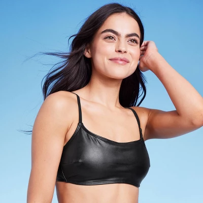 Women's Faux Leather Bralette Bikini Top - Wild Fable™ Black 4 Women's Faux Leather Bralette Bikini Top - Wild Fable™ Black - Image 2