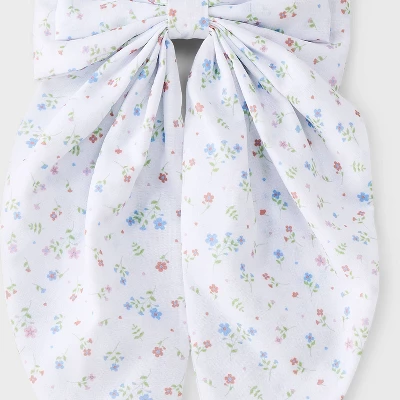 Fabric Bow Hair Barrette - Wild Fable™ White/Floral: Polyester Clip For All Hair Types, Solid Pattern, 18+ Age 4 Fabric Bow Hair Barrette - Wild Fable™ White/Floral: Polyester Clip For All Hair Types, Solid Pattern, 18+ Age - Image 2
