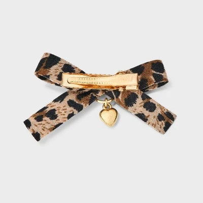 Mini Bows With Heart Charms Pelican Hair Clip Set 6pc - Wild Fable™ Leopard Print 4 Mini Bows With Heart Charms Pelican Hair Clip Set 6pc - Wild Fable™ Leopard Print - Image 2