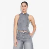 Women's Zip-Up Denim Moto Vest - Wild Fable™